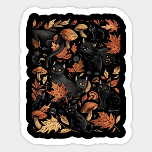 Cat Mushroom Kingdom Feline Fungi Frolic Sticker